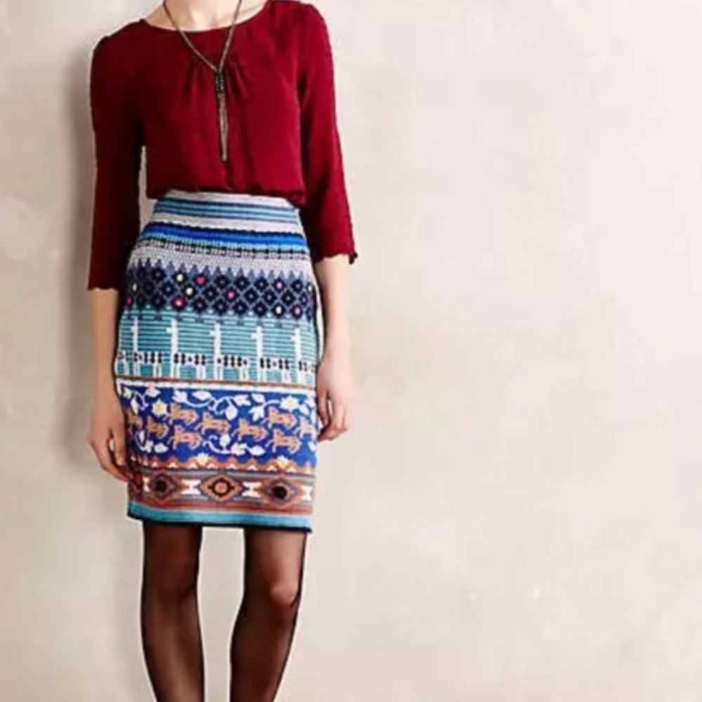 Anthropologie knit llama skirt